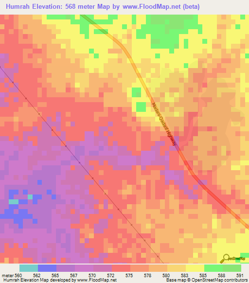 Humrah,Sudan Elevation Map