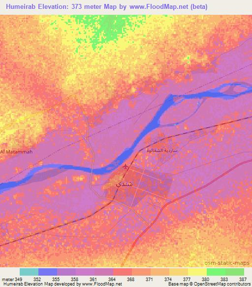 Humeirab,Sudan Elevation Map