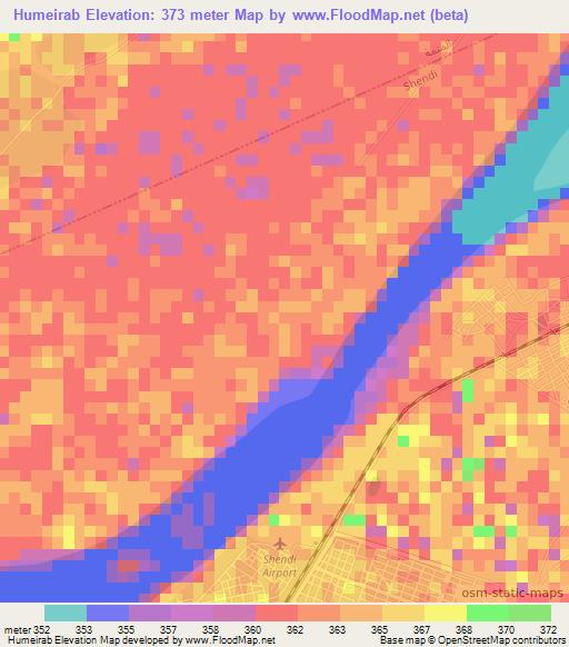 Humeirab,Sudan Elevation Map