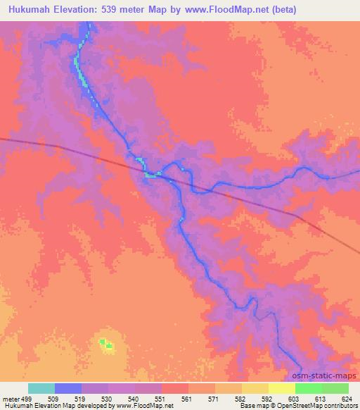 Hukumah,Sudan Elevation Map