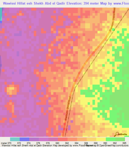 Wawissi Hillat esh Shekh Abd el Qadir,Sudan Elevation Map
