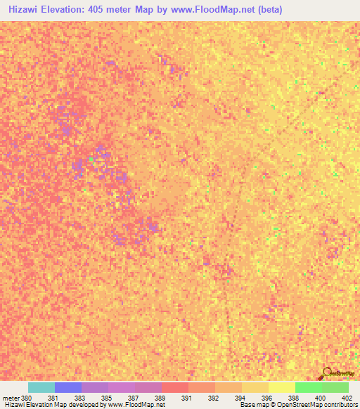 Hizawi,Sudan Elevation Map