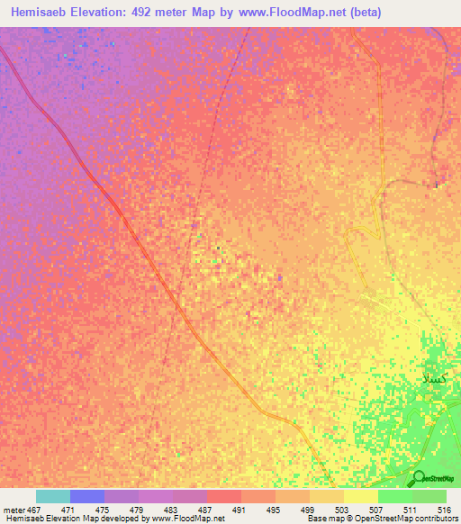 Hemisaeb,Sudan Elevation Map