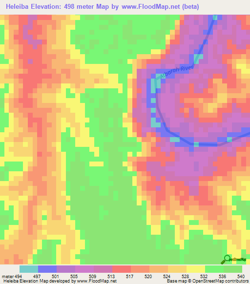 Heleiba,Sudan Elevation Map