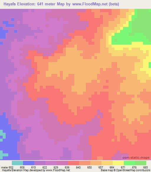 Hayafa,Sudan Elevation Map