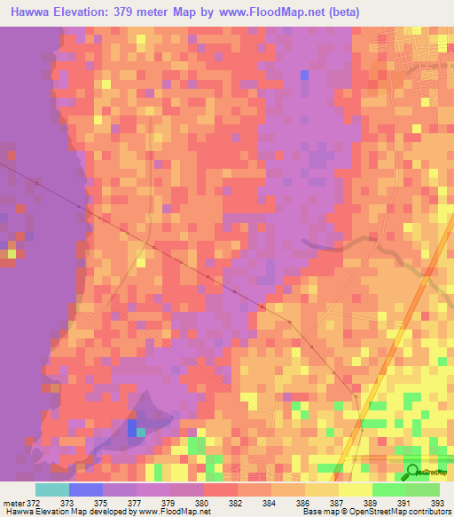 Hawwa,Sudan Elevation Map