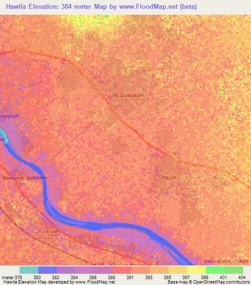 Hawila,Sudan Elevation Map