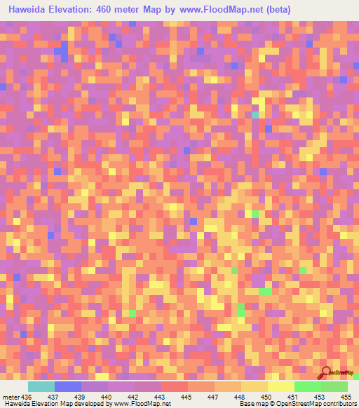 Haweida,Sudan Elevation Map