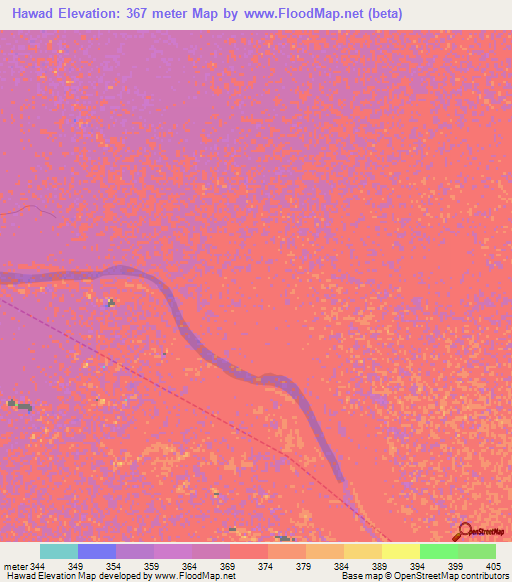 Hawad,Sudan Elevation Map