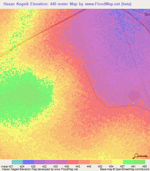 Hasan Kegeik,Sudan Elevation Map