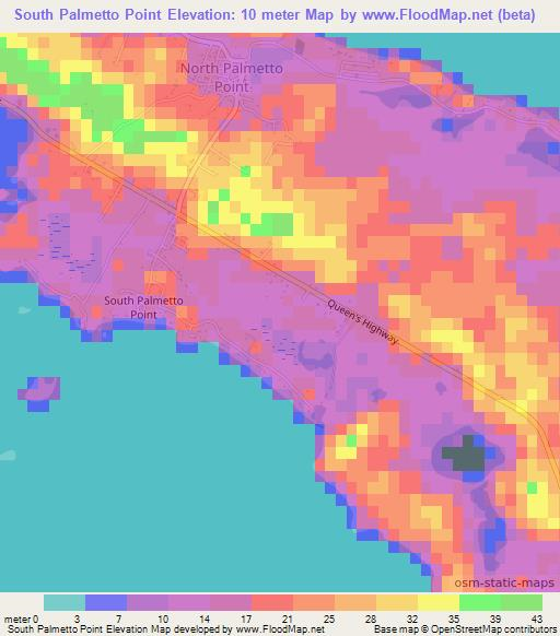 South Palmetto Point,Bahamas Elevation Map
