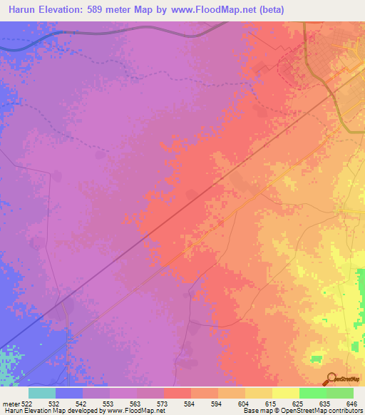 Harun,Sudan Elevation Map