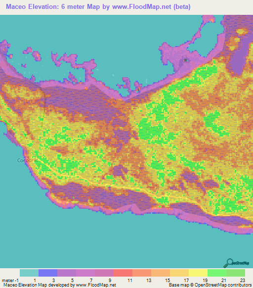 Maceo,Cuba Elevation Map