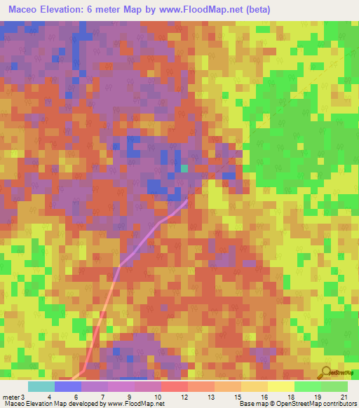 Maceo,Cuba Elevation Map