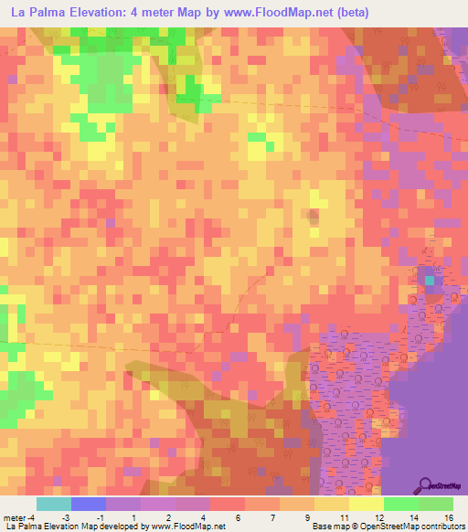 La Palma,Cuba Elevation Map