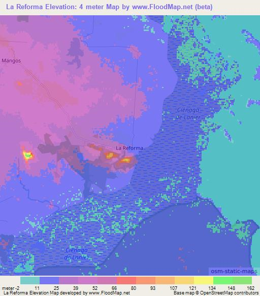 La Reforma,Cuba Elevation Map
