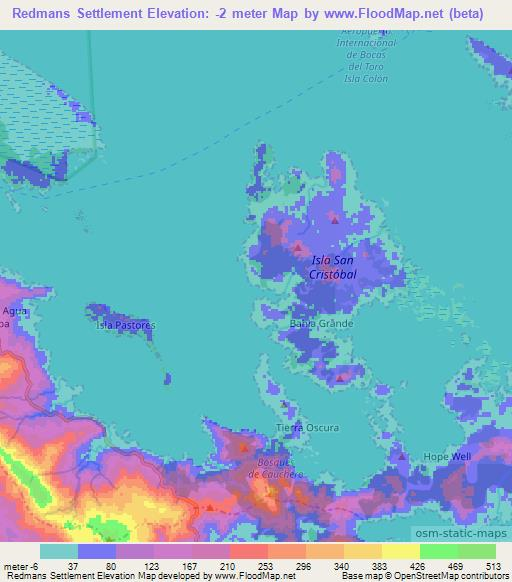 Redmans Settlement,Panama Elevation Map