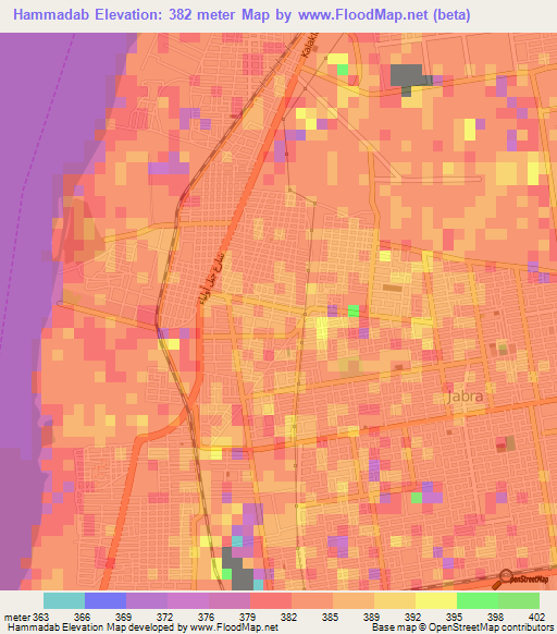 Hammadab,Sudan Elevation Map