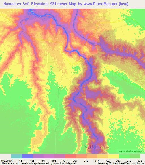Hamed es Sofi,Sudan Elevation Map