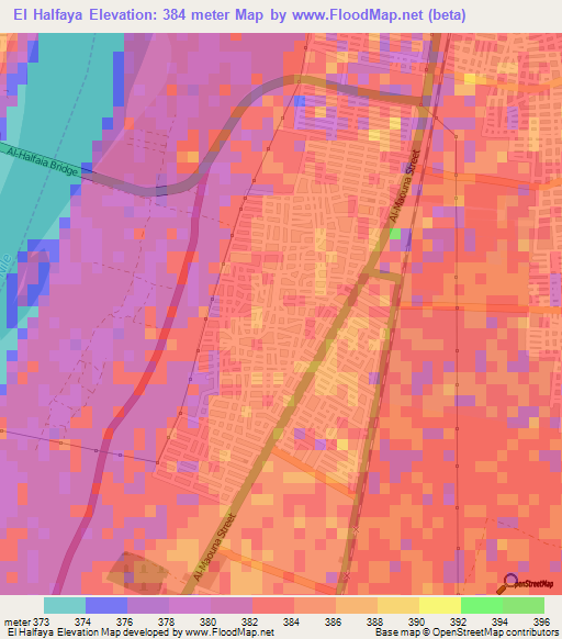 El Halfaya,Sudan Elevation Map