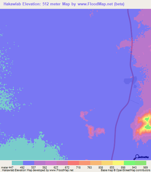 Hakawlab,Sudan Elevation Map