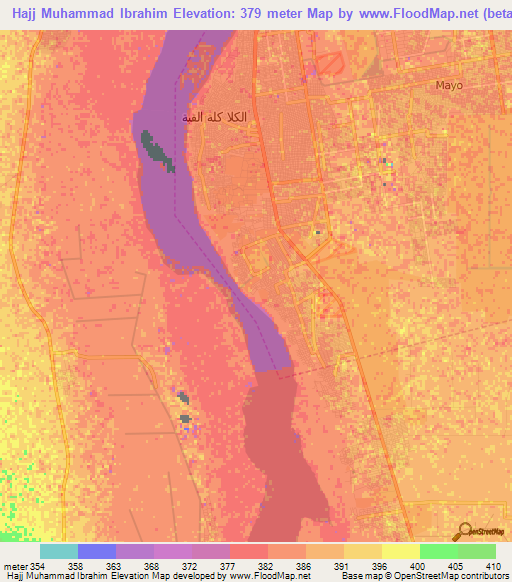 Hajj Muhammad Ibrahim,Sudan Elevation Map