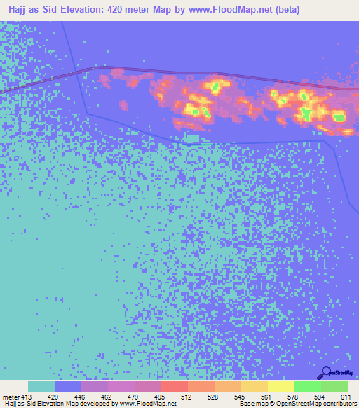 Hajj as Sid,Sudan Elevation Map
