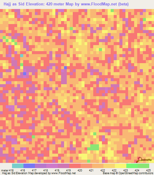 Hajj as Sid,Sudan Elevation Map