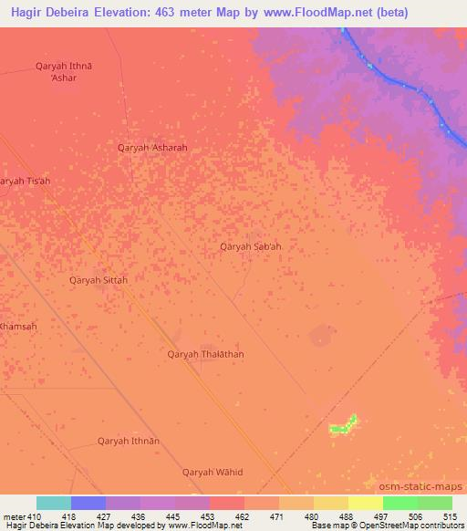 Hagir Debeira,Sudan Elevation Map