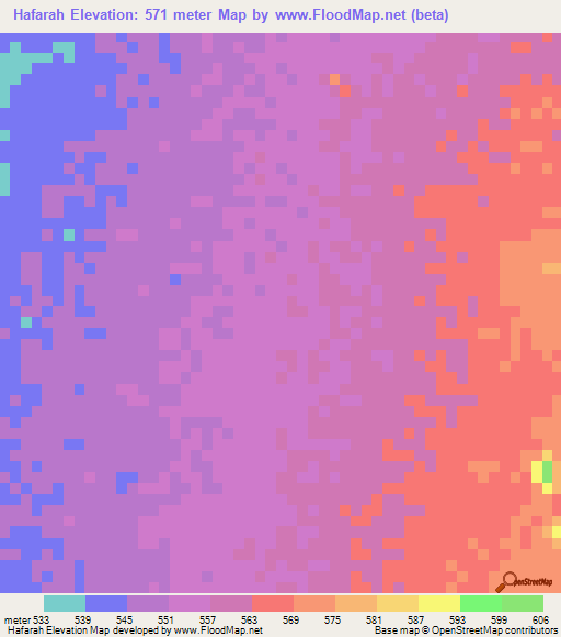Hafarah,Sudan Elevation Map