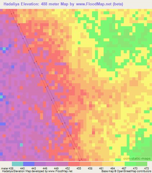 Hadaliya,Sudan Elevation Map