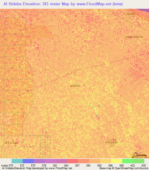 Al Hideba,Sudan Elevation Map