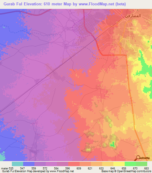 Gurab Ful,Sudan Elevation Map