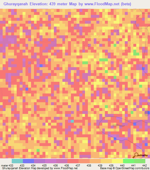 Ghurayqanah,Sudan Elevation Map