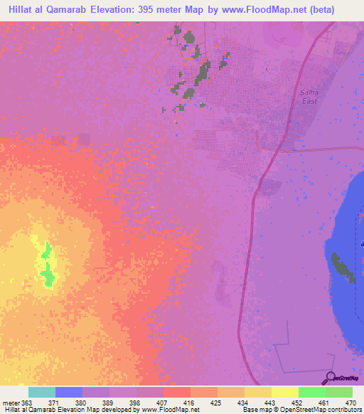 Hillat al Qamarab,Sudan Elevation Map