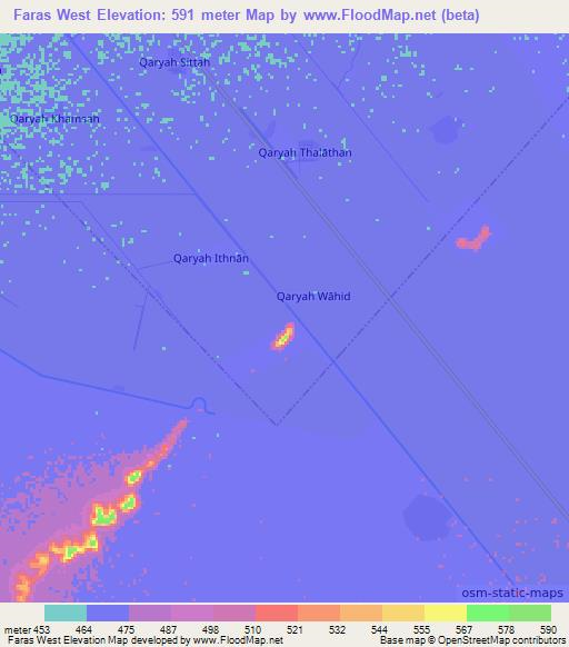 Faras West,Sudan Elevation Map