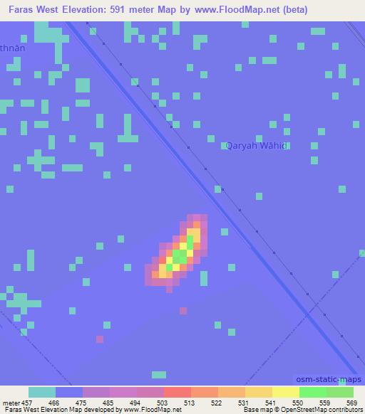 Faras West,Sudan Elevation Map
