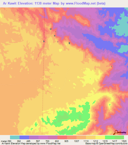 Ar Kawit,Sudan Elevation Map
