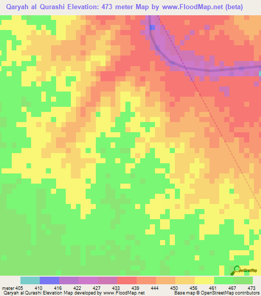Qaryah al Qurashi,Sudan Elevation Map
