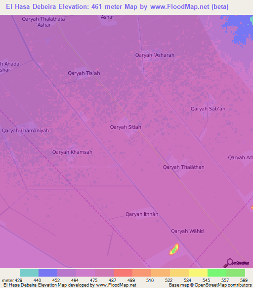 El Hasa Debeira,Sudan Elevation Map