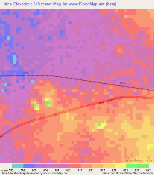 Inha,Sudan Elevation Map