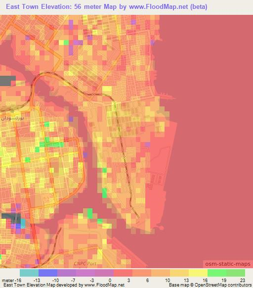 East Town,Sudan Elevation Map