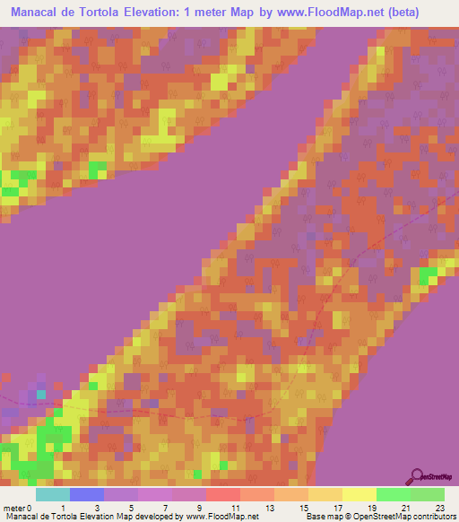 Manacal de Tortola,Venezuela Elevation Map
