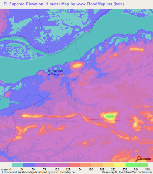 El Supamo,Venezuela Elevation Map