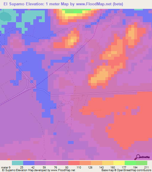 El Supamo,Venezuela Elevation Map