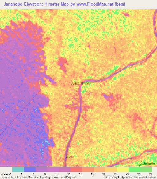 Jananobo,Venezuela Elevation Map