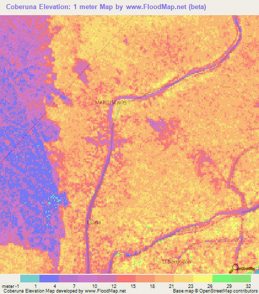 Coberuna,Venezuela Elevation Map