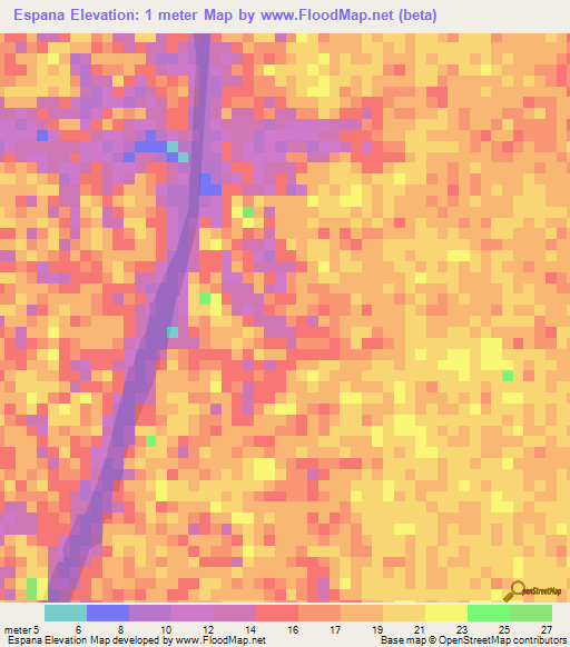 Espana,Venezuela Elevation Map