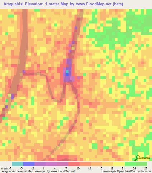 Araguabisi,Venezuela Elevation Map