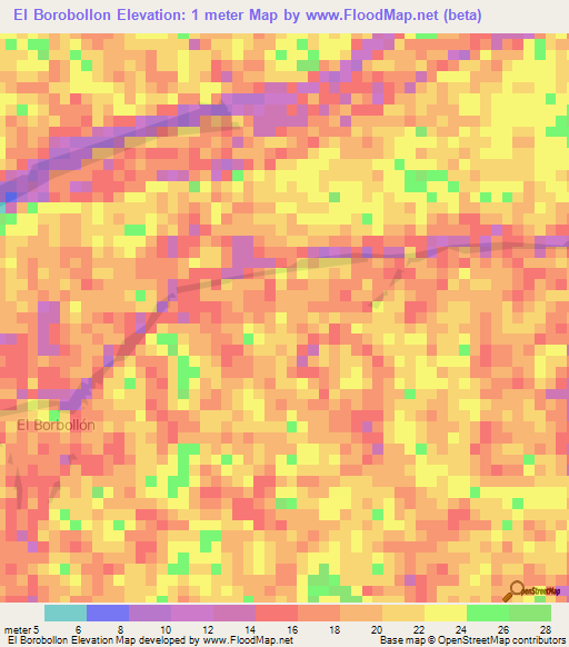 El Borobollon,Venezuela Elevation Map